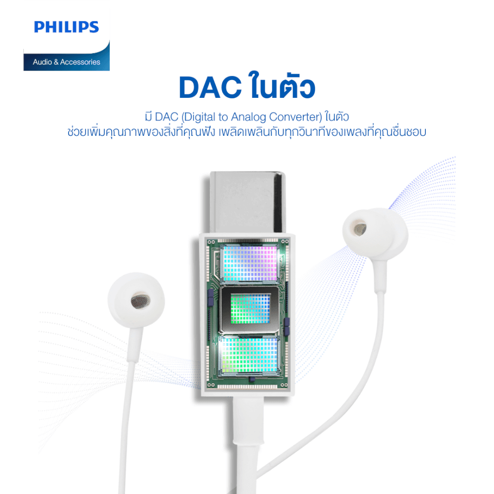หูฟัง PHILIPS TAE5008WT/00 สาย USB-C สีขาว (5000S ซีรี่ย์)